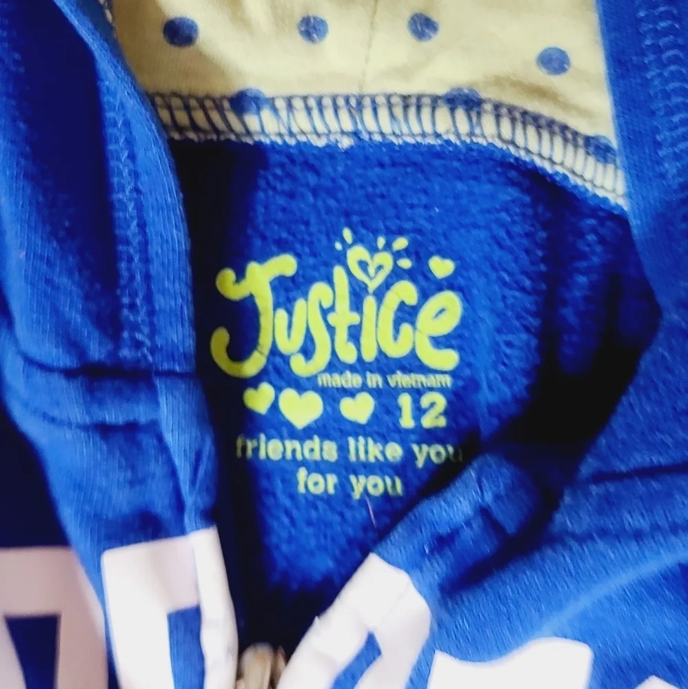 2 girls Justice zip up hooded sweatshirt sequim 12